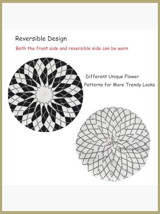 Reversible Knitted Beret Hat Double-Layer Warm Cap Acrylic Cashmere main image 5